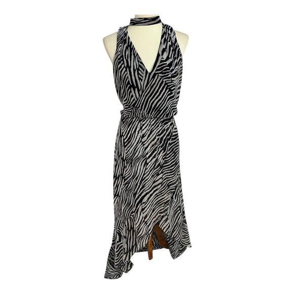 WHBM Resort Zebra Animal Print High Low Dress Size 8 Coastal Flowy Vacay Beach - Picture 3 of 16